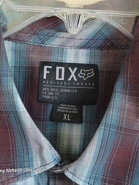 Fox Racing Heritage Forged Plaid Button Up Shirt Men's XL Short Sleeve - Pristin